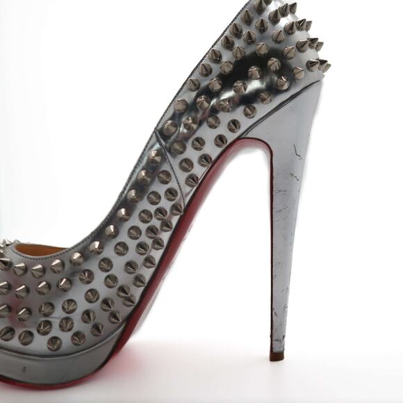 Christian Louboutin Alti 160 Spiked Metallic Leather Platform Heels 40.5 - Picture 14 of 16